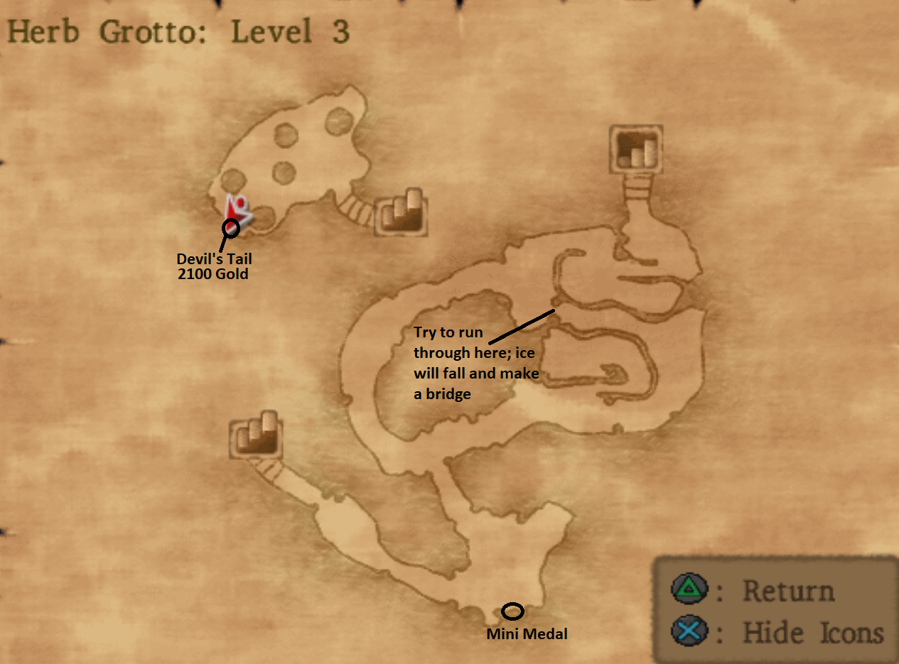 Map of Herb Grotto Dungeon Level 3